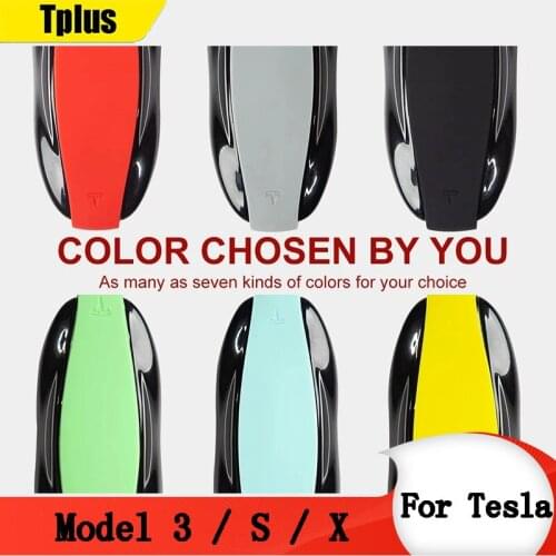 Tplus 2021 New Color Silicone Keychain Protective Cover For Tesla Model 3/X/S Car Key Interior Letter Logo Accessories