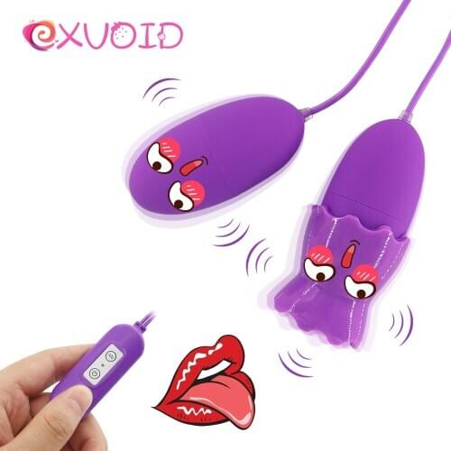 EXVOID 20 Mode Adult Product G-spot Massager Tongue Oral Licking USB Power Sex Toys for Women Tongue Vibrator Dual Egg Vibrators