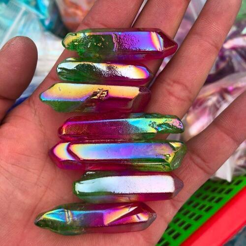 Bismuth - silicon specimen of bichromatic halo quartz crystal