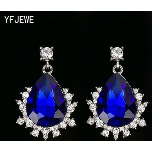 YFJEWE Fashion women Multi-color crystal vintage retro silver plated romantic pendants ladies accessories jewelry earrings #E298
