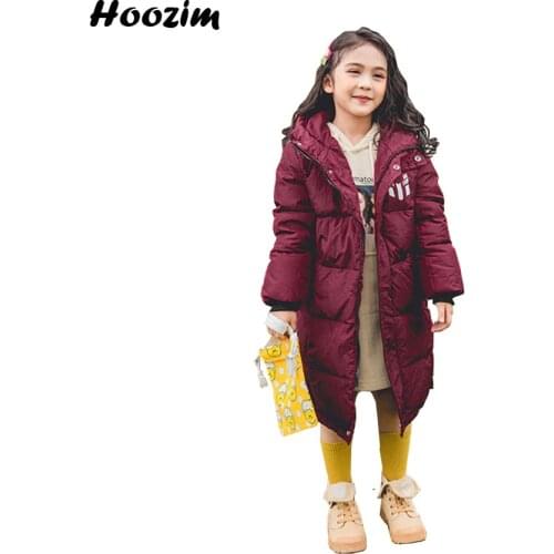 Winter Burgundy White Duck Jacket Girls 3 To 11 Years Fashion Red Letter Pattern Outerwear Child European Black Long Coat Boys