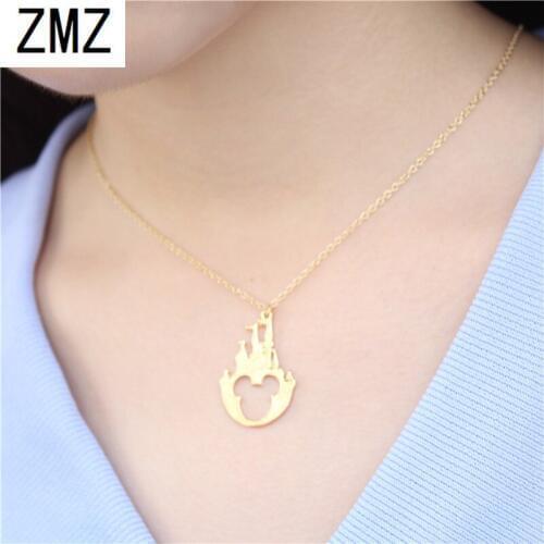 ZMZ 30pcs/lot 2018 Europe/US fashion castle mouse pendant lovely creative animal necklace gift for mom/girlfriend party jewelry