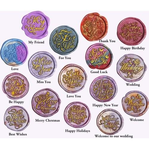 1pcs English Blessing Seal Wax Seal Stamp Retro Antique 25mm Sealing Wax Scrapbooking Stamps HEAD Wedding Decorative Invitation