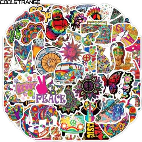 10/30/50Pcs Cartoon Hippie Stickers Peace Signs Waterproof Decal Sticker For Skateboard Laptop Bicycle Car Snowboard Suitcase