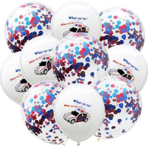 10pcs Police Car Ambulance School Bus Confetti Balloon Vehicles Balloons for Kids Birthday Party Supplies Baby Shower Decoration