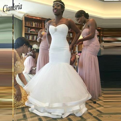2020 African Simple Mermaid Wedding Dress Sweetheart Wedding Bridal Gowns Wedding Party Dresses Custom Made