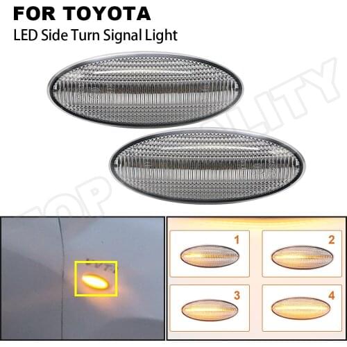 2X Clear Lens Dynamic Flowing LED Side Marker Turn Signal Blinker Light Lamp For Toyota Yaris Vitz RAV4 Auris Corolla Verso
