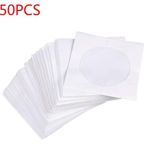 50pcs White Square Disc CD Sleeve Kraft Paper DVD Bag Cover Packaging Envelopes type Pack bags wedding party favor12x12cm