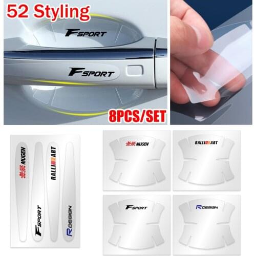 8Pcs Car Door Handle Bowl Stickers Scratches Protector Film For Volkswagen VW R Golf Passat Blue Motion Touran Jetta Polo Caddy