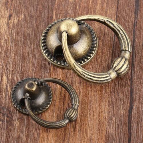Antique Bronze Metal Kitchen Drawer Cabinet Door Handle Furniture Knobs Hardware Cupboard Antique Brass Ring Pull Handles