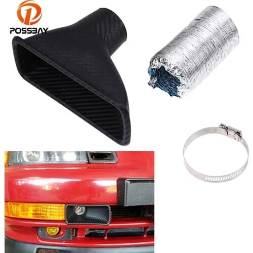 POSSBAY Car Front Bumper Turbo Air Intake Pipe Turbine Inlet Air Funnel Kit Round Rectangle ABS Plastic Cold Air Intake System