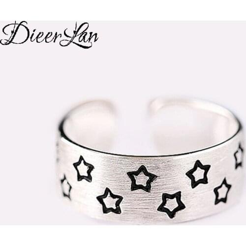 Bohemian Ethnic Silver Color Star Rings for Women Bridal Wedding Vintage Open Finger Rings Christmas Gifts