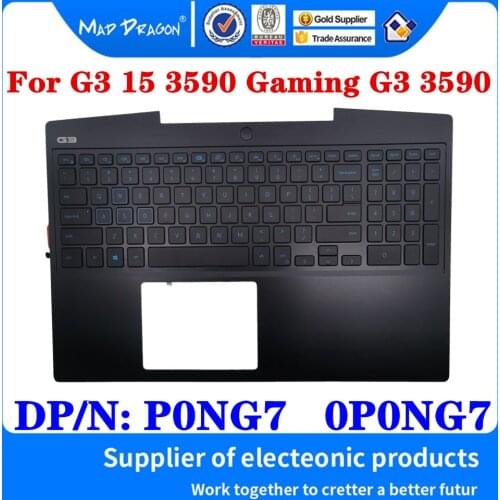 P0NG7 0P0NG7 For Dell G3 15 3590 Gaming G3 3590 Laptop Black C Shell Top Cover Upper Case Blue Font With Backlit Keyboard Assy