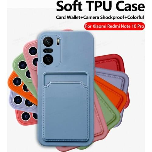 For Redmi Note 10 Pro Case Colorful Soft TPU Card Wallet Back Cover For Xiaomi Redme Note10 4G 10Pro 10s Camera Shockproof Coque