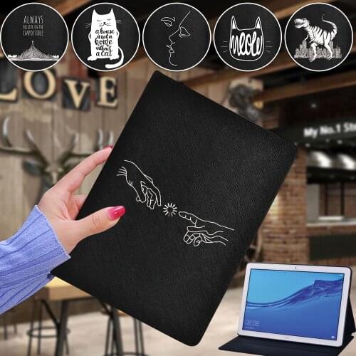 Pu Leather Case for Huawei MediaPad M5 Lite 10.1"/M5 10.8"/T3 8"/T3 10 9.6"/T5 10 10.1" Folding Stand Tablet Cover Case+Stylus