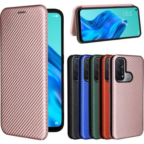 For OPPO Reno 5A Case Carbon Fiber Flip Leather Case For OPPO Reno 5A Reno5 A Business Magnetic Wallet Card Slot Slim Cover