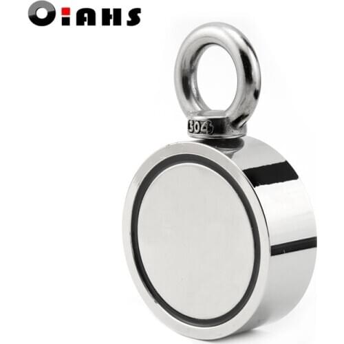 D60 D75mm Neodymium magnet super powerful hole Double-sided salvage fishing magnet Circular Ring hook permanent holder Steel