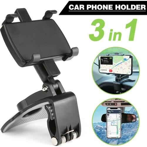 For Car Interior Accessories 1pc 360 Degree 3 IN 1 Car Phone Holder Universal Clip On Dashboard Mobile Phone Mount Stand Mayitr