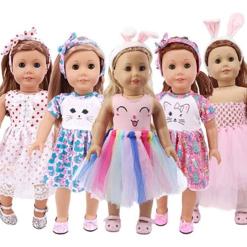 Dsiney Kitty Rabbit Doll Clothes Shoes Dress For 18 Inch American of Girl`s&43 Cm Baby New Born Reborn Doll Russia Toy Gift DIY