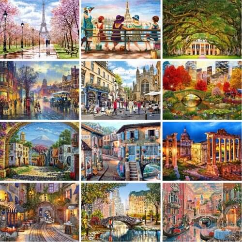 EverShine 5D DIY Diamond Painting City Cross Stitch Diamond Embroidery Full Square Drill Street Mosaic Kits Landscape Handicraft