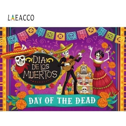 Laeacco Photo Background Day Of The Dead Party Tomb DIA DE LOS MUERTOS Mexican Festivals Kid Photographic Backdrop Photo Studio