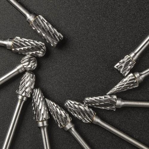 3mm Shank 1 pc Tungsten Carbide Milling Cutter Rotary Tool Burr Double Grain for Dremel Grinding Tool for Metal /Marble /Jade