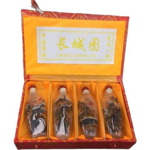 Chinese Unique Painting snuff bottle inside painted four combinations Great Wall map