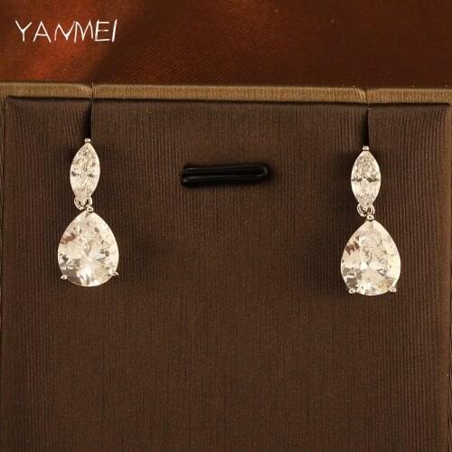Classic Drop Earrings Transparent Zircon Minimalist Simple Shape Jewelry All-match Fashion for Women серьки с камнями