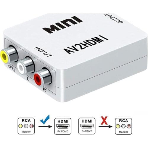 RCA Composite CVBS AV to HDMI Video Converter HD 1080P AV2HDMI Box Adapter for TV PS3 PS4 computer DVD Xbox Projector