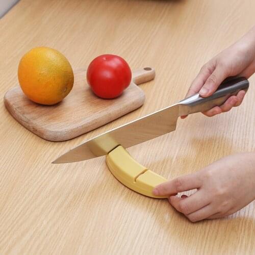 Creative Banana Shape Sharpening Stone Two-stage Sharpening Tool Quickly Sharpen Tool Home Kitchen Knives Sharpening Stone