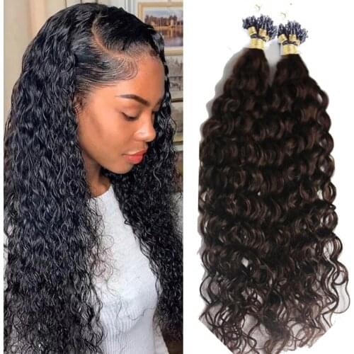 Kinky Curly Micro Loop Human Hair Extensions Mongolian Loose Deep Wave Remy Hair Micro Loop 1g/strand 100g/set For Black Women