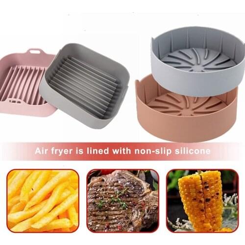 Square/round Air Fryer Food Safe Silicone Pot Oven Tools Bread Barrel Pizza Pan Baking Basket Kitchen Accessories Baking Mold