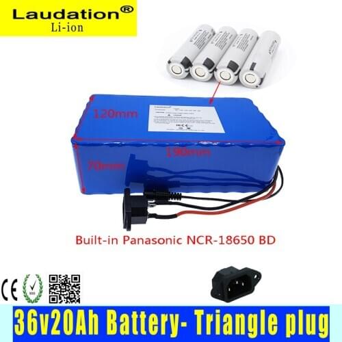 Laudation 36V 20ah E bicycle Battery 36V Battery Pack 20ah 10S 6P Electric Bicycle Lithium Battery for 750W Motor with 25A BMS