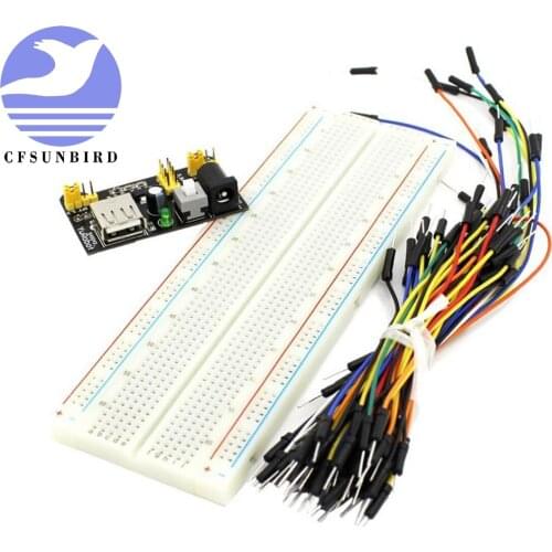 CFsunbird MB102 Breadboard power module+MB-102 830 points Solderless Prototype Bread board kit +65 Flexible jumper wires