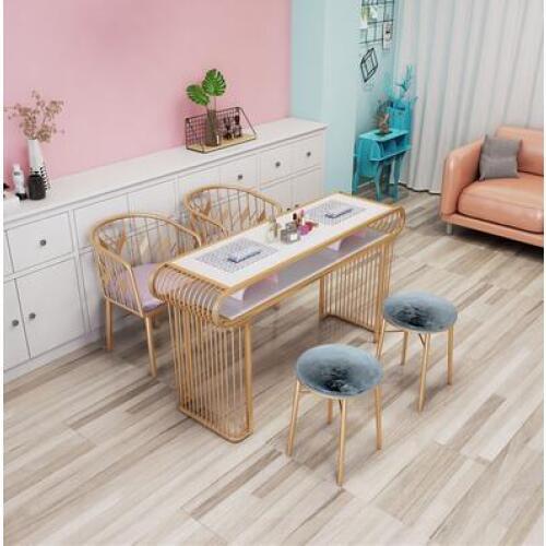 Manicure table marble double manicure table table and chair ironwork North Europe ins net red manicure shop table and chair set