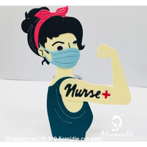Metal Cutting die Cut Nurse Fight Lady Girl Scrapbooking Paper Craft Handmade Card Punch Art Cutter Alinacutle