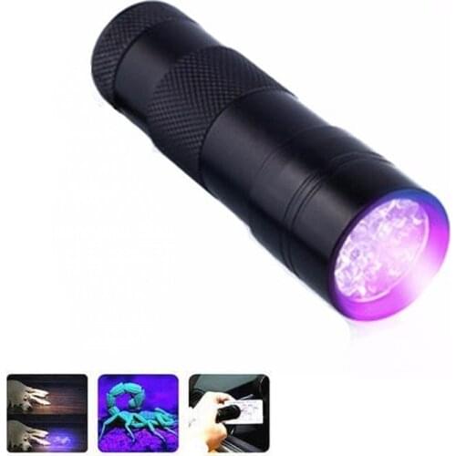 Mini 9LED UV Flashlight Ultraviolet Torch With Zoom Function UV Black Light Pet Urine Stains Detector Torch Light 3AAA UV lamp