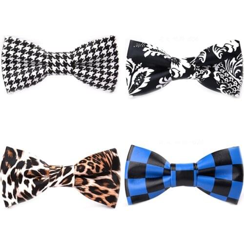Ricnais Fashion Different styles PU Leather Bow Tie Men Necktie For Business Wedding Party Gift Skinny Cravats Luxurious Bowtie