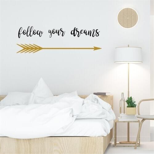 Follow Your Dreams Wall Decal Quote Arrow Nursery Quotes Decals Aroow Tribal Wall Sticker Boho Nursery Decor Art Vinyl WE70