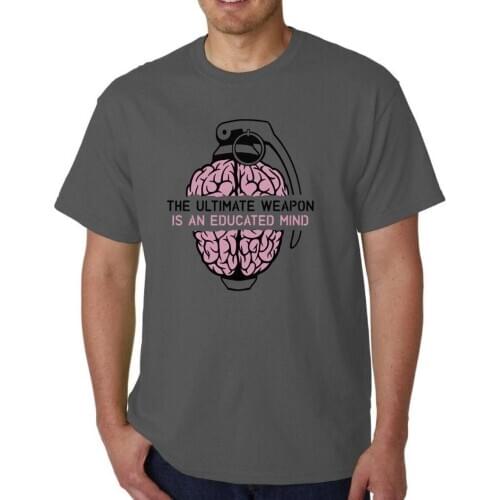 2019 New Clothing Teenage T-Shirt The Ultimate Weapon Is An Educated Mind T-Shirt Anonymous Geek Humour Political Cheap Tees