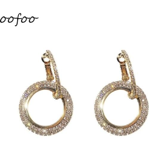 New Gothic Style 2020 Fashion Ladies Earrings Rhinestone Geometric Circle Simple and Unusual Christmas Earrings Ladies Jewelry