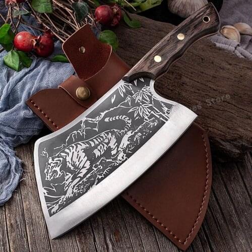 Stainless steel tiger pattern chopping knife Meat cleaver Fish slicing knife Kitchen kitchen knife Cooking knife