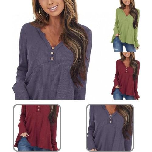 Autumn Simple Solid Color Buttons Irregular Hem Blouse Streetwear Loose Top Buttons for School