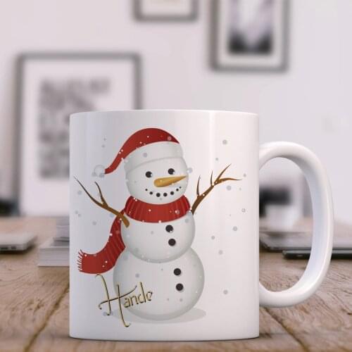 Personalized Snowman Design White Mug Cup-2