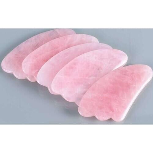 Relaxation Health Care Rose Quartz Gua Sha Board Pink Jade Stone Body Facial Scraping Plate LX2645