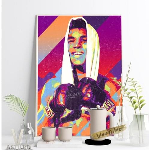 Century Top Athlete Muhammad Ali Famous Boxer Star Pop Art Portrait Poster Print Wall Picture Canvas Painting Bar Pub Club Decor