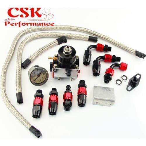 Adjustable Fuel Pressure Regulator + Gauge Kit FIT FOR CIVIC DSM STI GTI EVO r+k