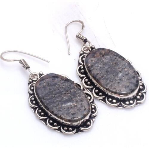 Genuine Honey Dendrite Opal Silver Overlay on Copper Earrings , Hand made Women Jewelry Gift, E5879