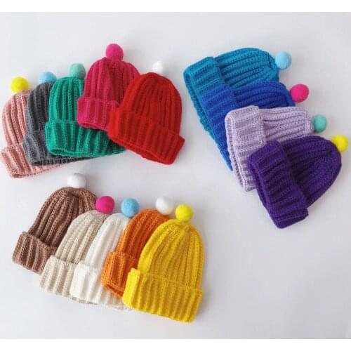 Soft Thicken Warm Baby Beanies Knitted Hats Kids Boys Girls Autumn Winter Caps For Children Hat 14 Colors