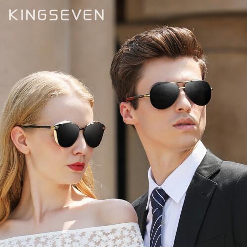 2pcs Lovers Combined Sales KINGSEVEN Womens Polarized Sunglasses Men/Women Sun Glasses Male Goggle UV400 Gafas De Sol